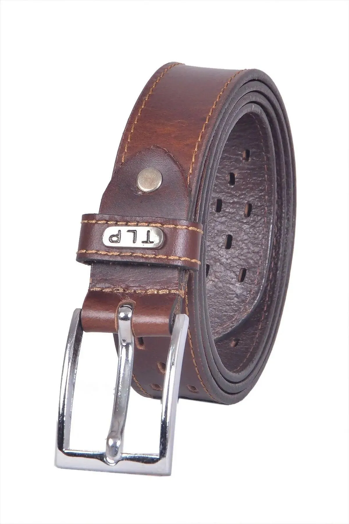 TLP Leather Belt for Men Colour - Brown (SKU BELT-10018)