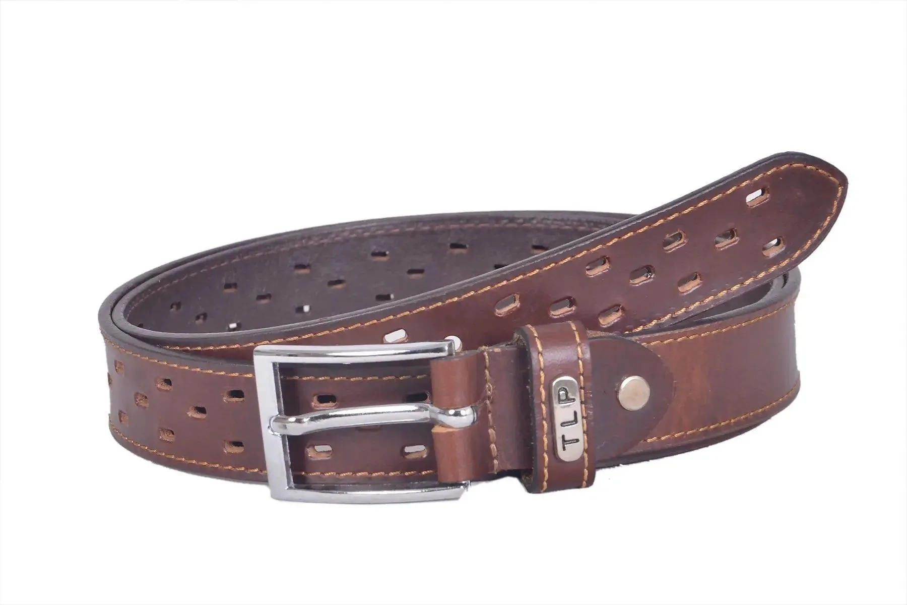 TLP Leather Belt for Men Colour - Brown (SKU BELT-10018)