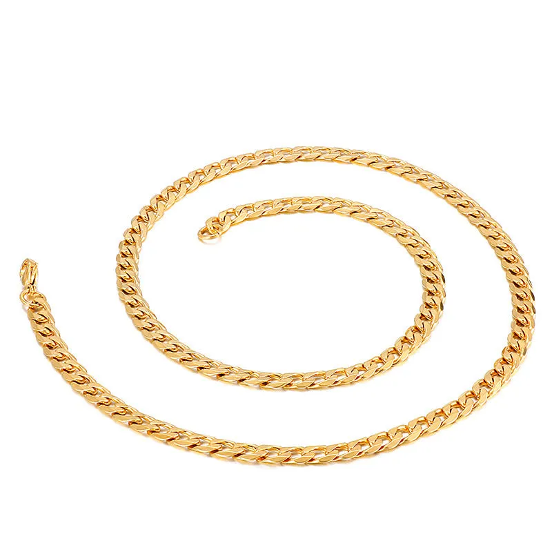 Trendy Men's 18K Gold Electroplated Titanium Steel Necklace and Simple Chain Bracelet Accessories