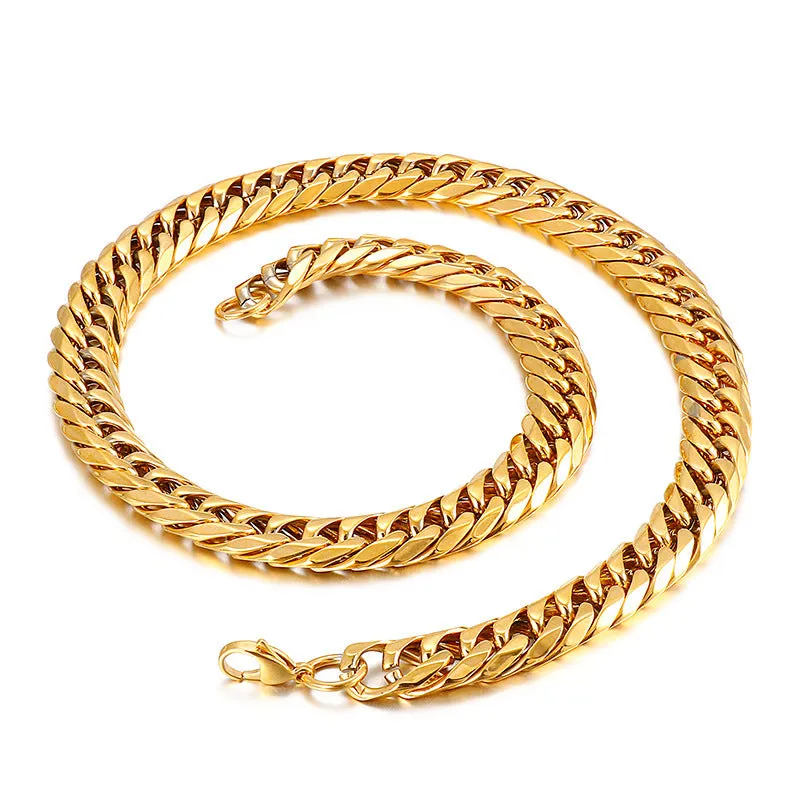 Trendy Men's 18K Gold Electroplated Titanium Steel Necklace and Simple Chain Bracelet Accessories