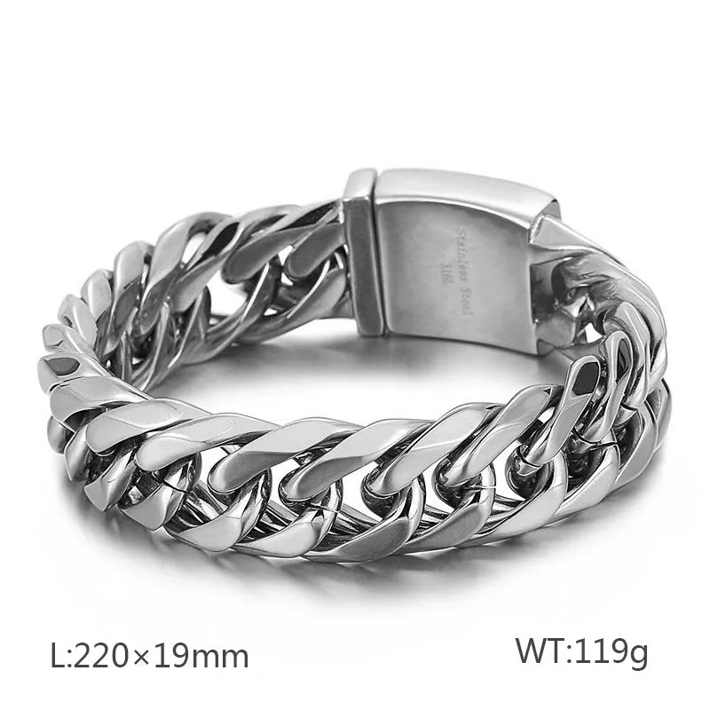 Trendy Titanium Steel Men's Whip Chain Bracelet - European & American Style