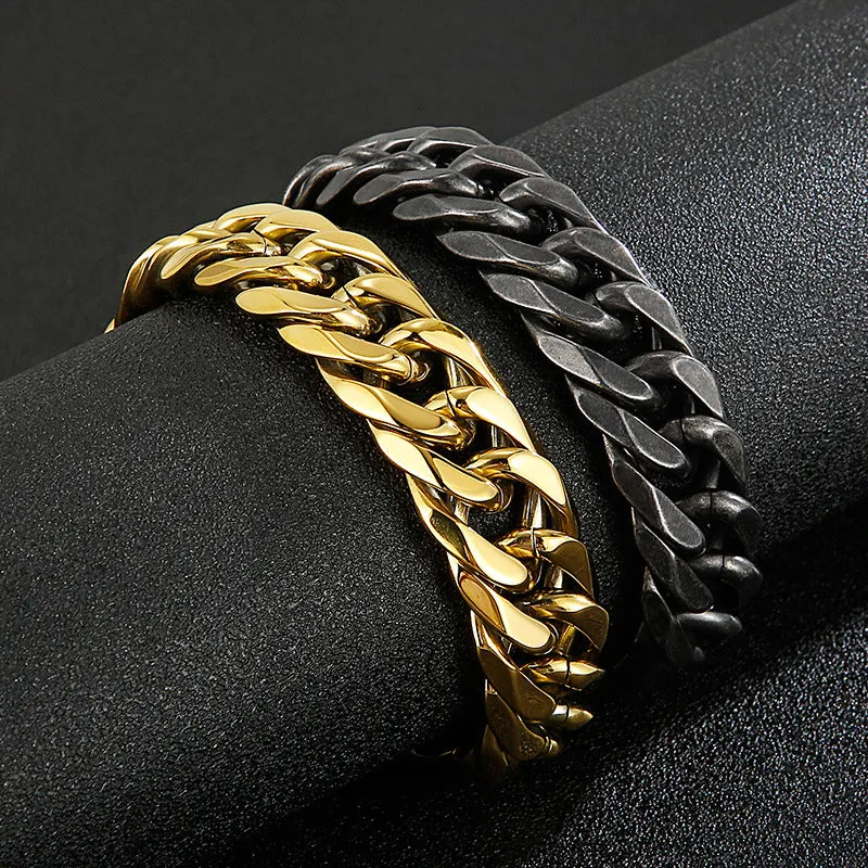 Trendy Titanium Steel Men's Whip Chain Bracelet - European & American Style