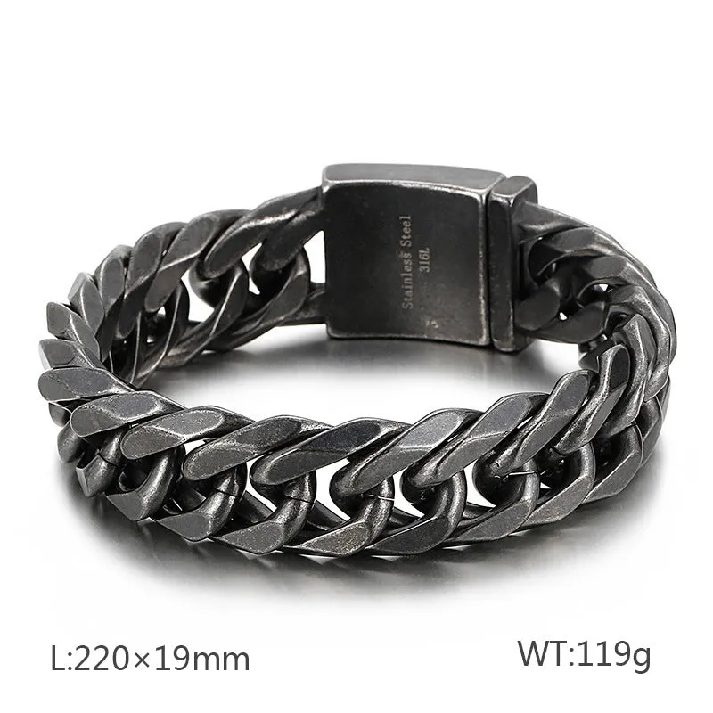 Trendy Titanium Steel Men's Whip Chain Bracelet - European & American Style