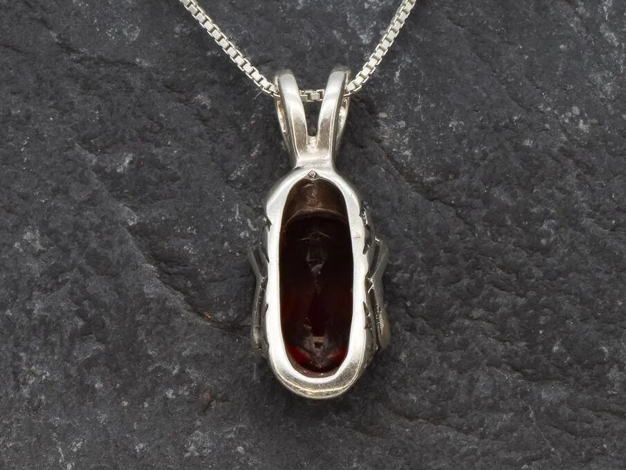 Tribal Ruby Pendant - January Birthstone Necklace, Red Ruby Silver Pendant