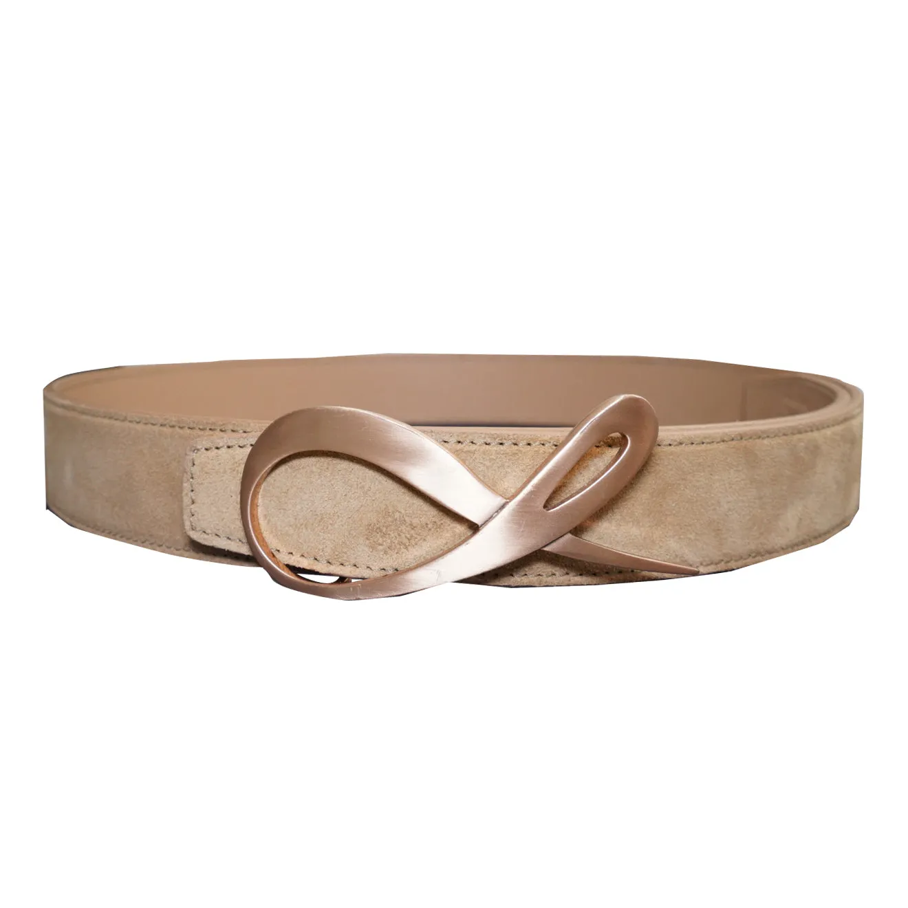 Tuscan Suede Pebbled Rose Gold Reversible Belt