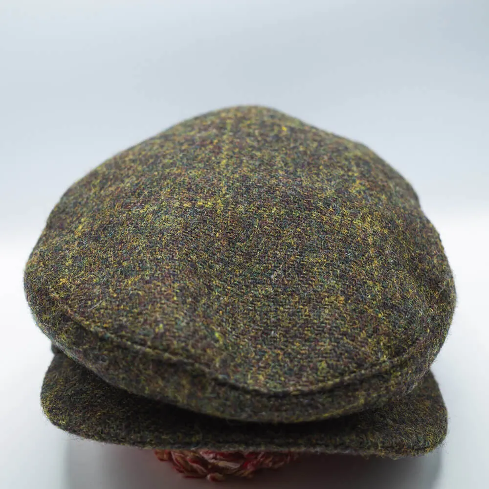 Tweed Check Driving Cap - Brown-Yellow