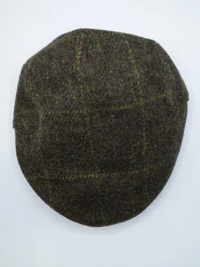 Tweed Check Driving Cap - Brown-Yellow