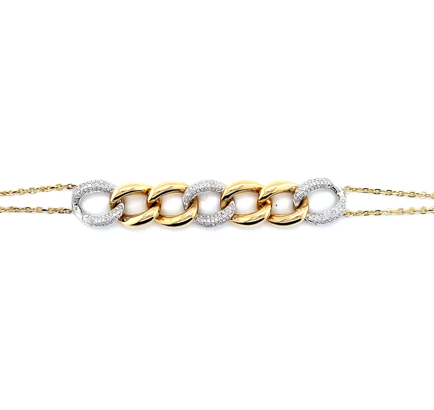 Two Tone Alternating Diamond Chainlink Center Bracelet