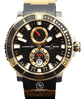 Ulysse Nardin Maxi Marine Diver 265-90 Titanium 18k Rose Gold 45mm Blacl Dial Watch BOX/PAPER