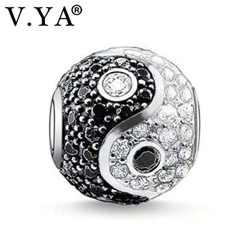 Unique Zircon Beads Yin&Yang Beads Charms fit Pandora Necklace Bracelet for Women Men Jewelry Accessories TZ202