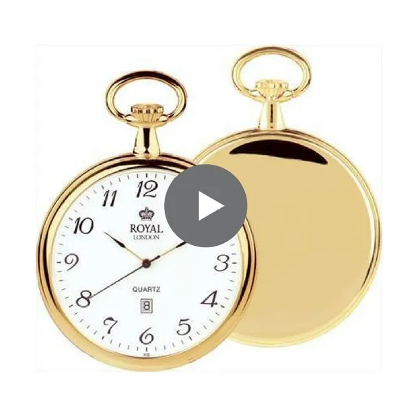 Unisex Gold Quartz Pocket Watch with Date – Stylish & Functional Design