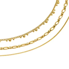 VAIGE 18K Gold Plated Stainless Steel Punk Charm Choker Necklace - Waterproof Geometric Link Chain Jewelry