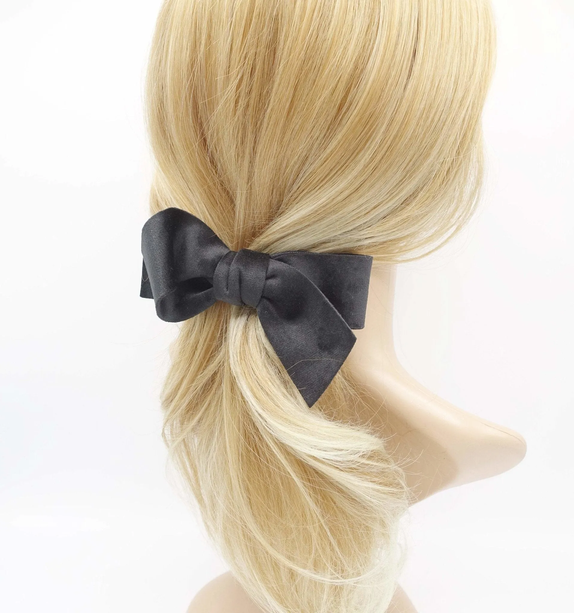 velvet hair bow curved asymmetric double-faced hair accessory for women