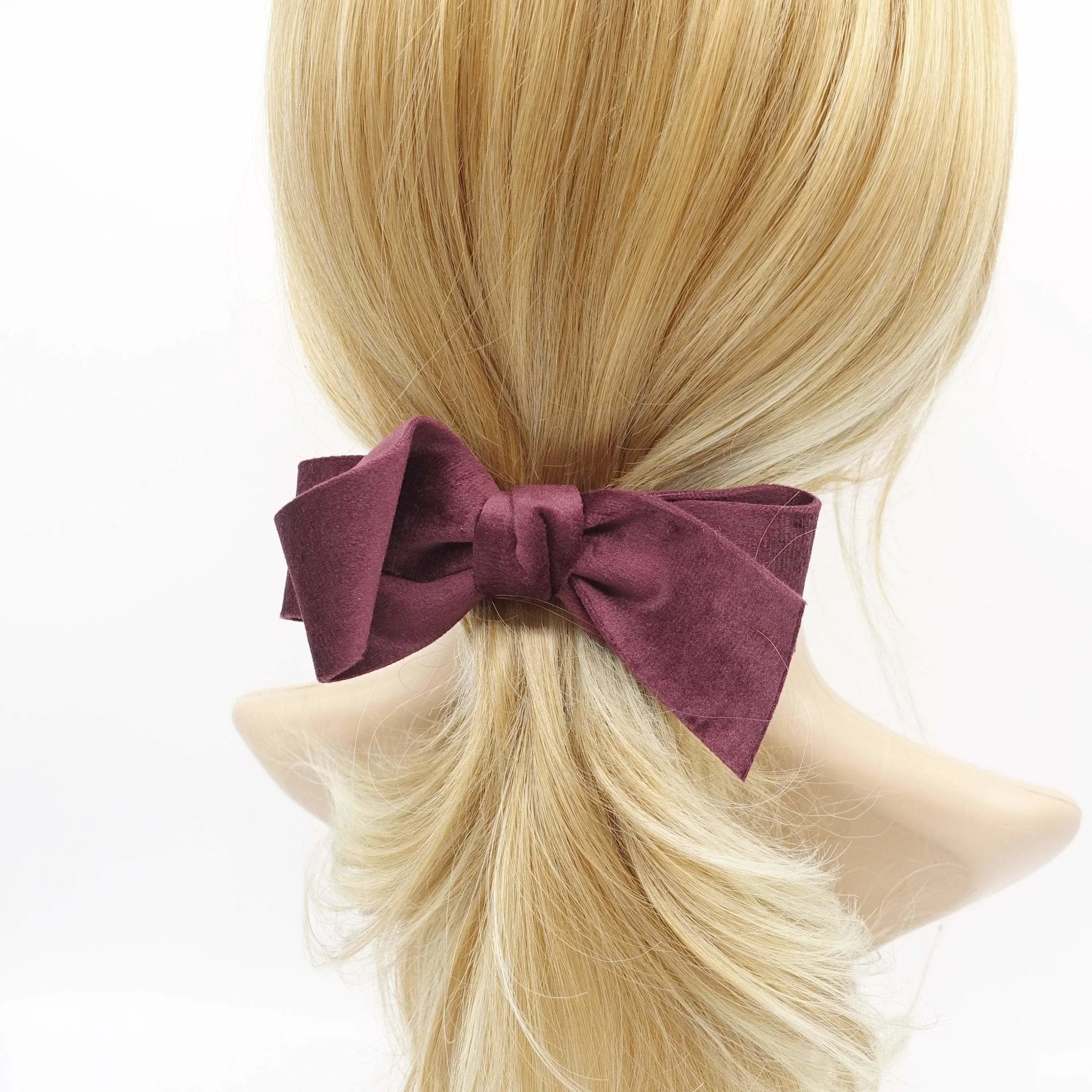 velvet hair bow curved asymmetric double-faced hair accessory for women