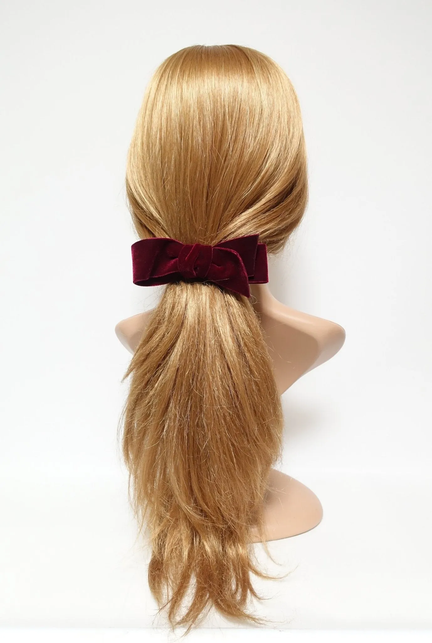 velvet layer bow diagonal end simple stylish women bow french barrette hair alligator clip