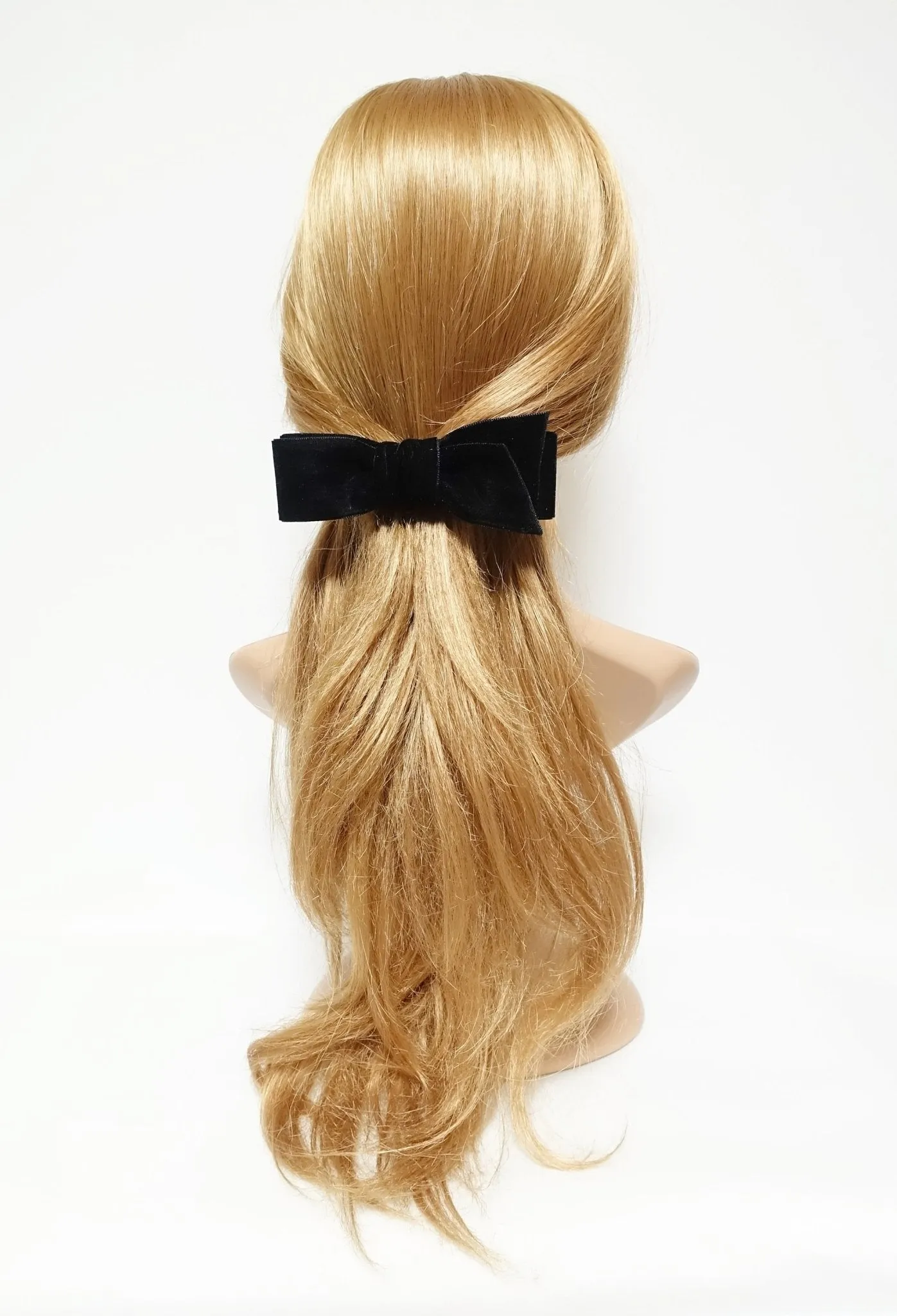 velvet layer bow diagonal end simple stylish women bow french barrette hair alligator clip