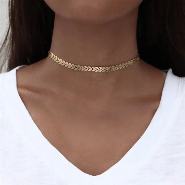 VenusFox 17KM Trendy Gold Thick Chain Necklace for Women Fashion Mixed Linked Circle Necklaces Minimalist Choker Necklace Party Jewelry