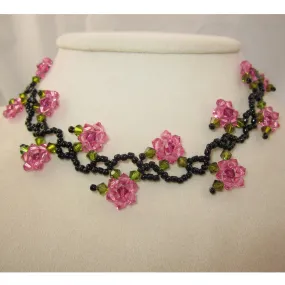 VenusFox Floral Rose Flower Necklace