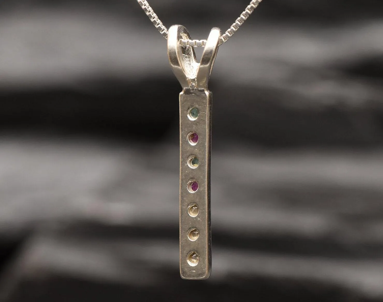 Vertical Ruby Pendant - Real Emerald Necklace - Layering Necklace