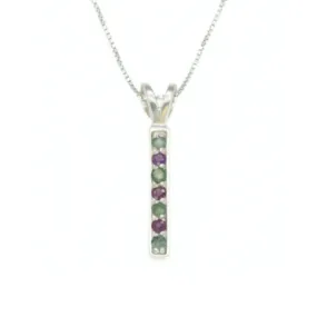 Vertical Ruby Pendant - Real Emerald Necklace - Layering Necklace