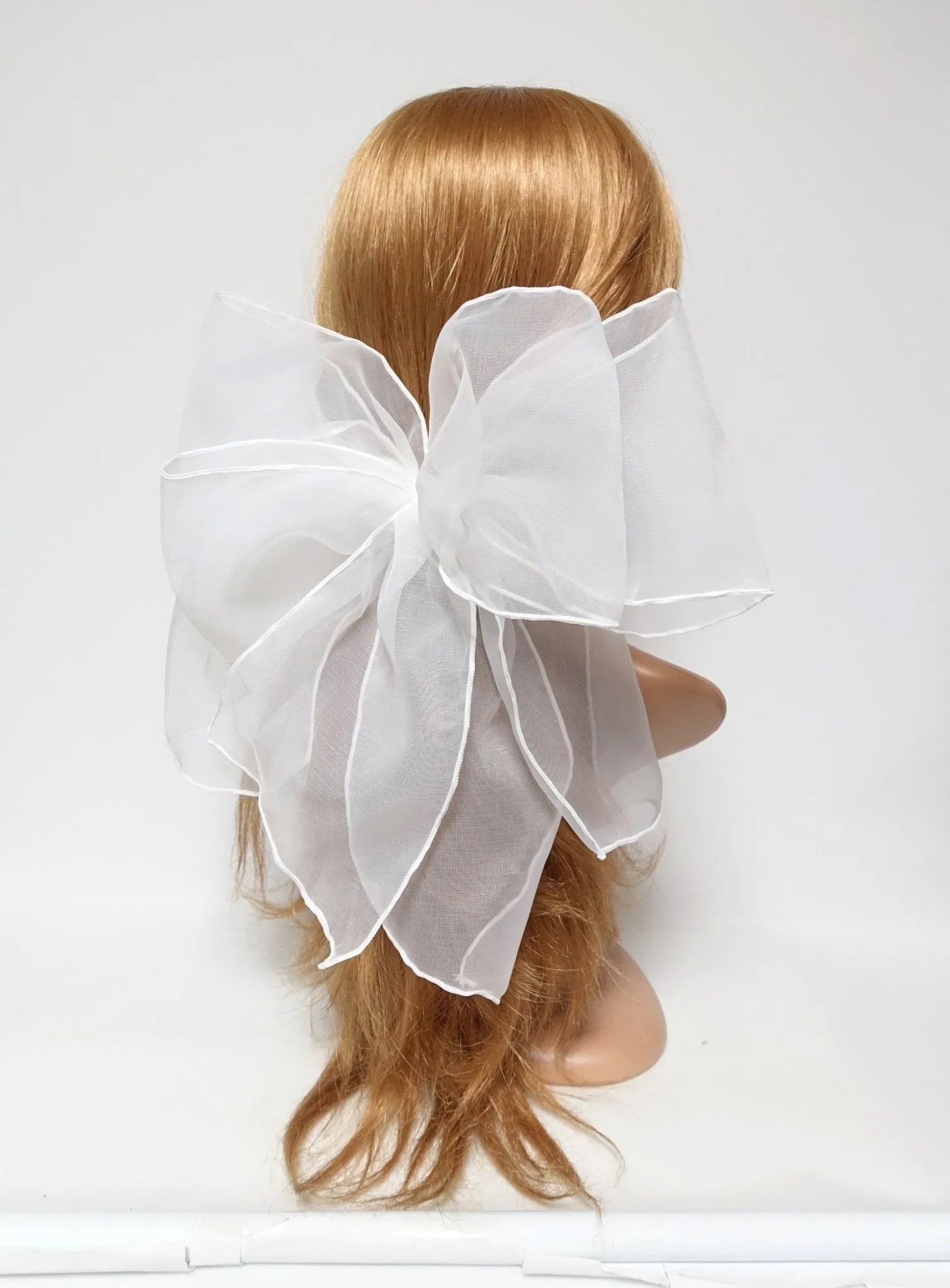 very big translucent hair bow organdy layered fine mesh bow clip special event hair accessory for woman