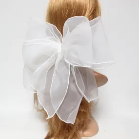 very big translucent hair bow organdy layered fine mesh bow clip special event hair accessory for woman