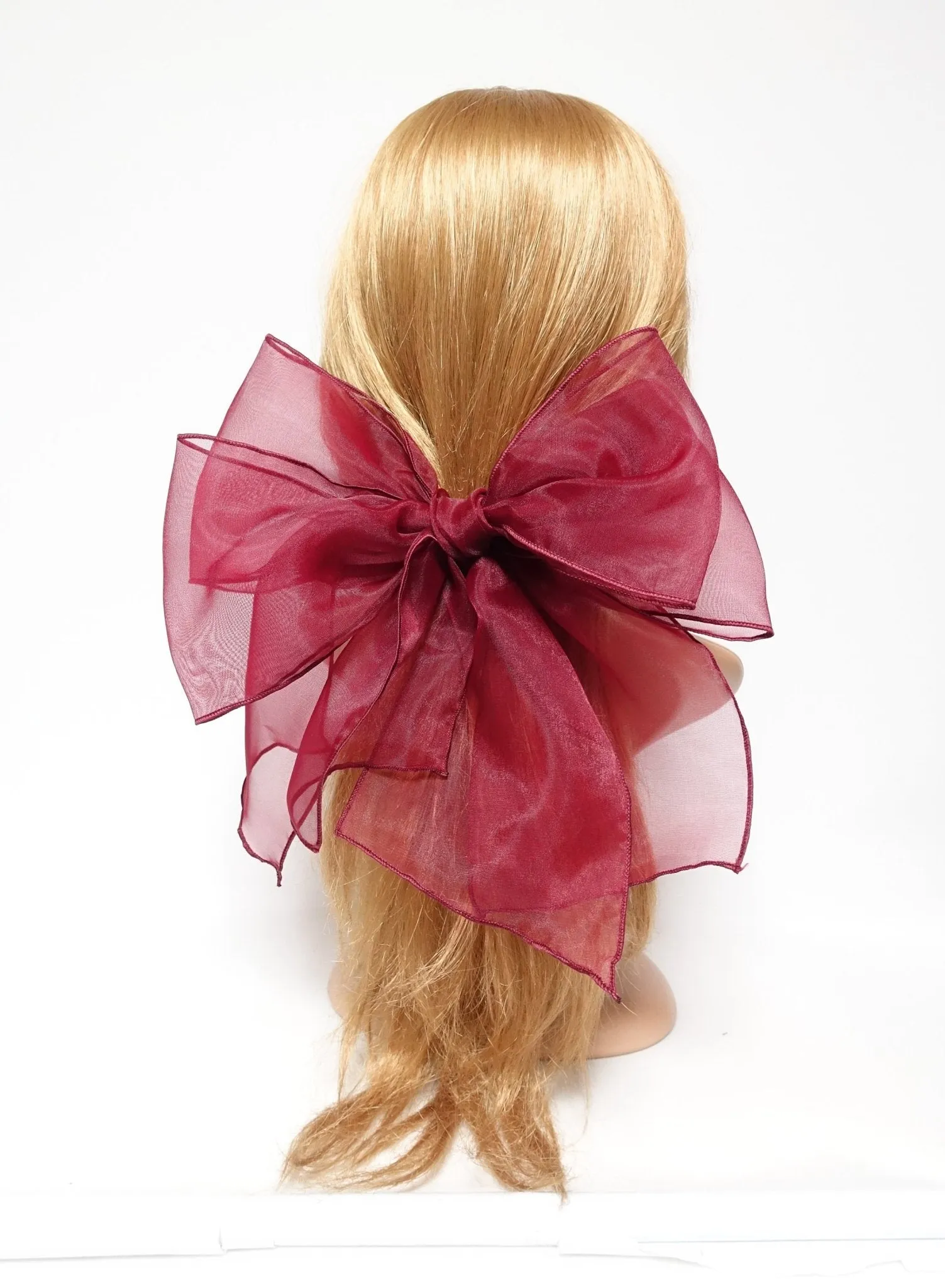 very big translucent hair bow organdy layered fine mesh bow clip special event hair accessory for woman