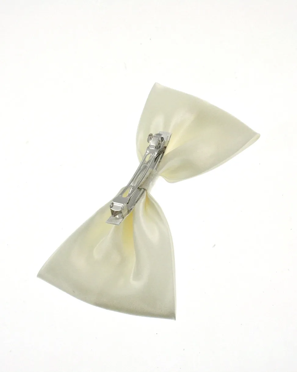 Very Large Cream Bow on Barrette