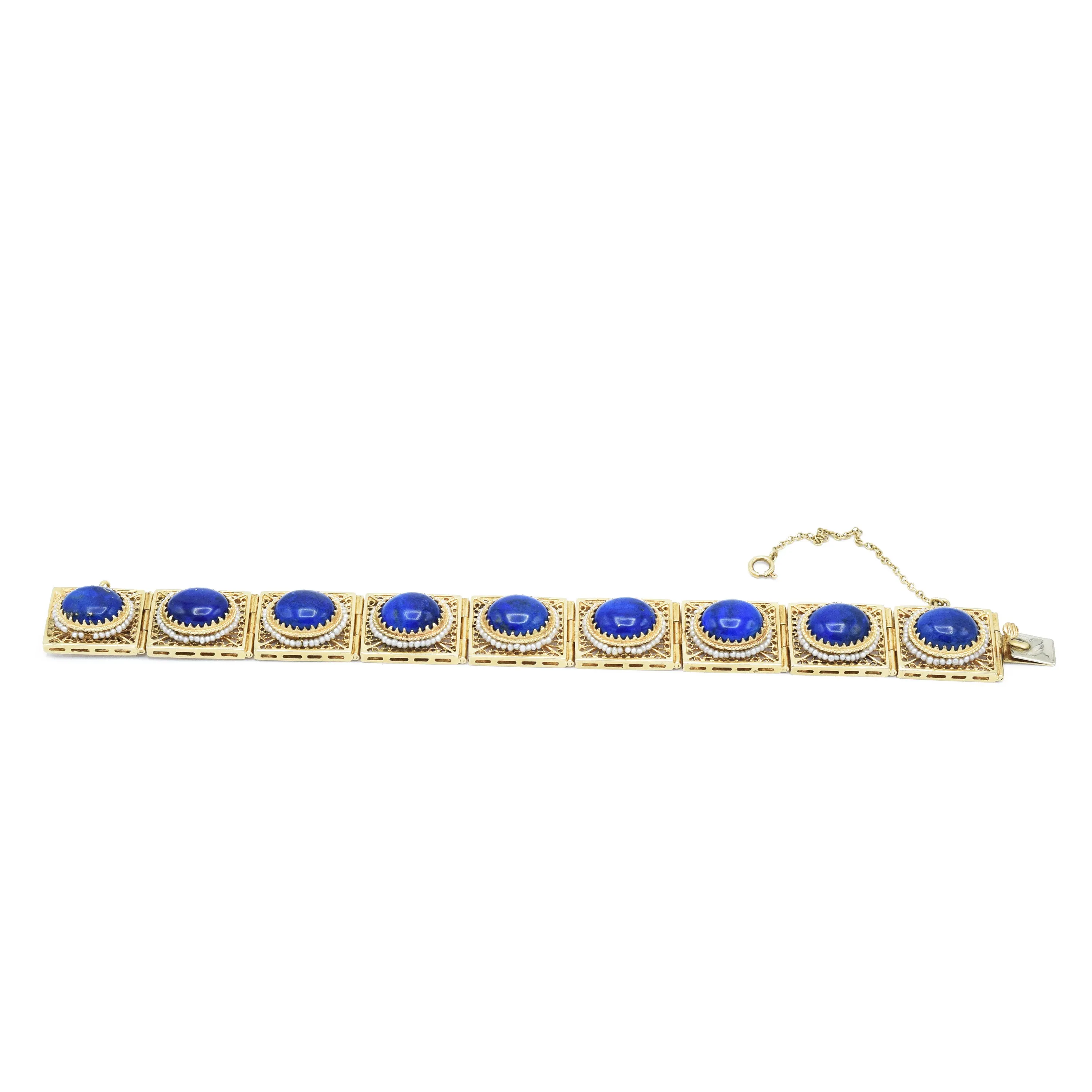 Victorian Lapis Lazuli And Seed Pearl Bracelet