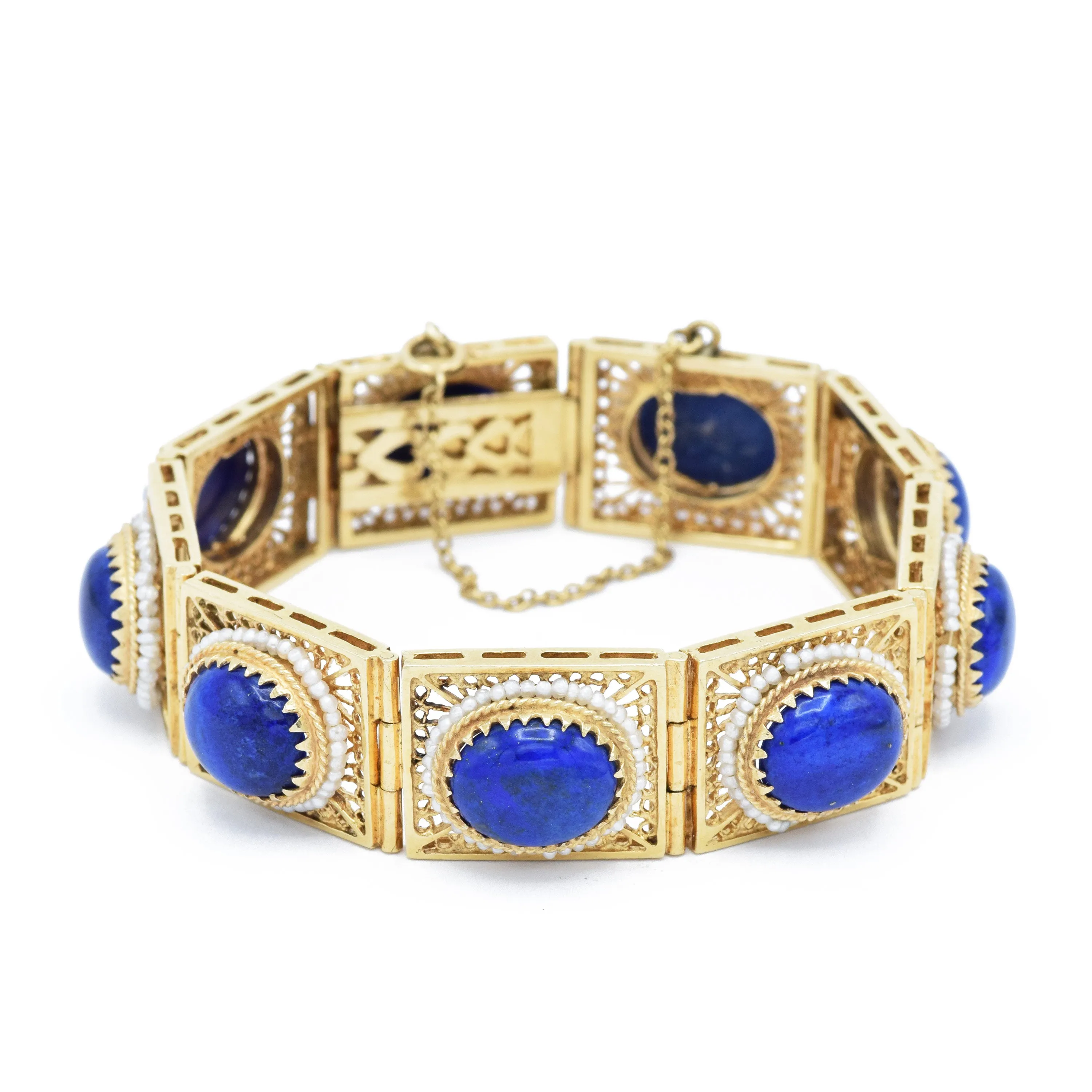 Victorian Lapis Lazuli And Seed Pearl Bracelet