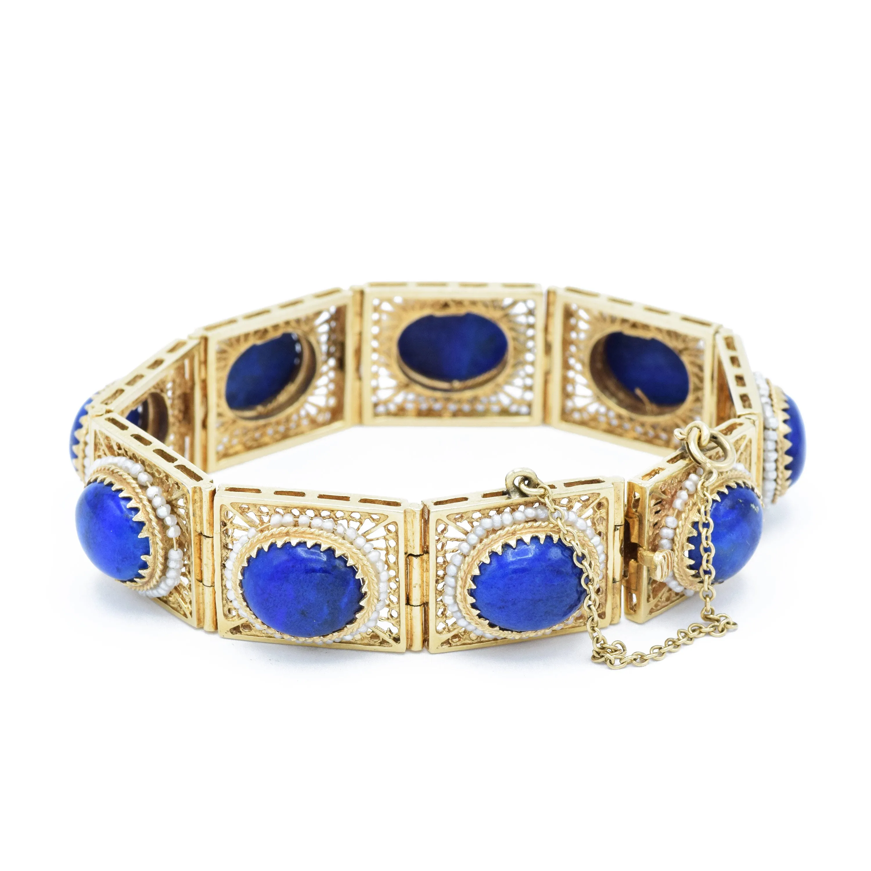 Victorian Lapis Lazuli And Seed Pearl Bracelet