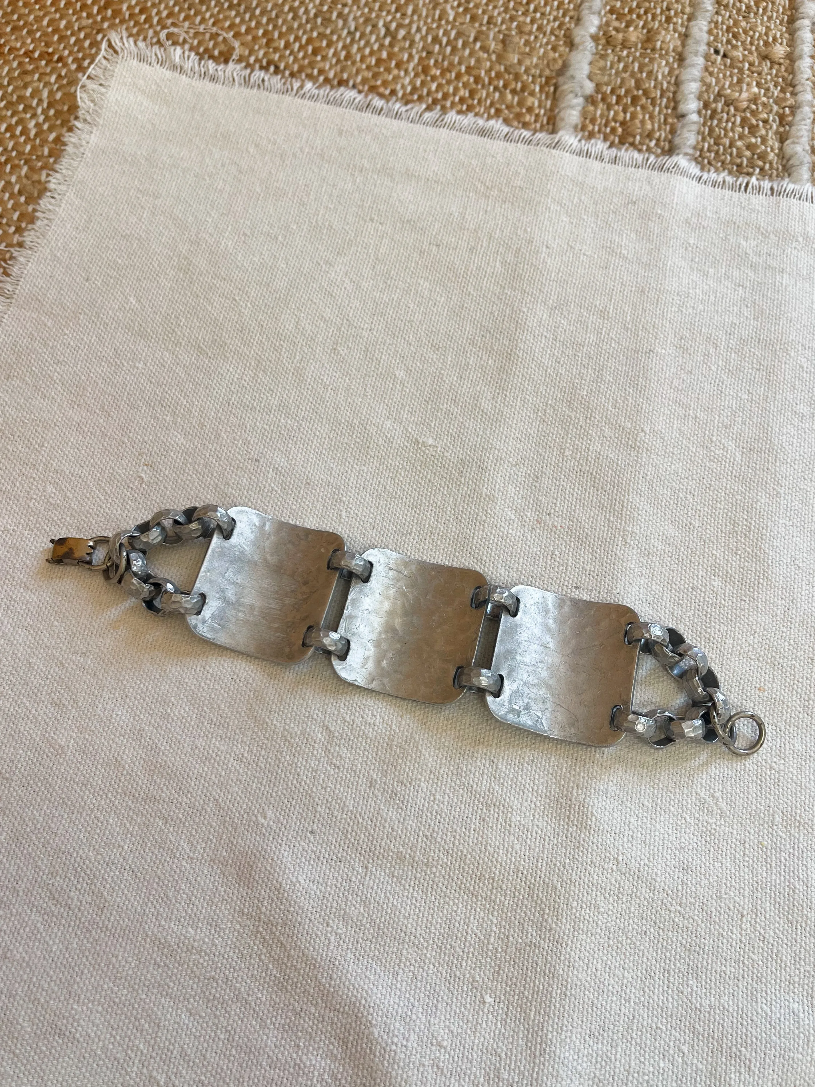 Vintage 40's Aluminum Floral Bracelet