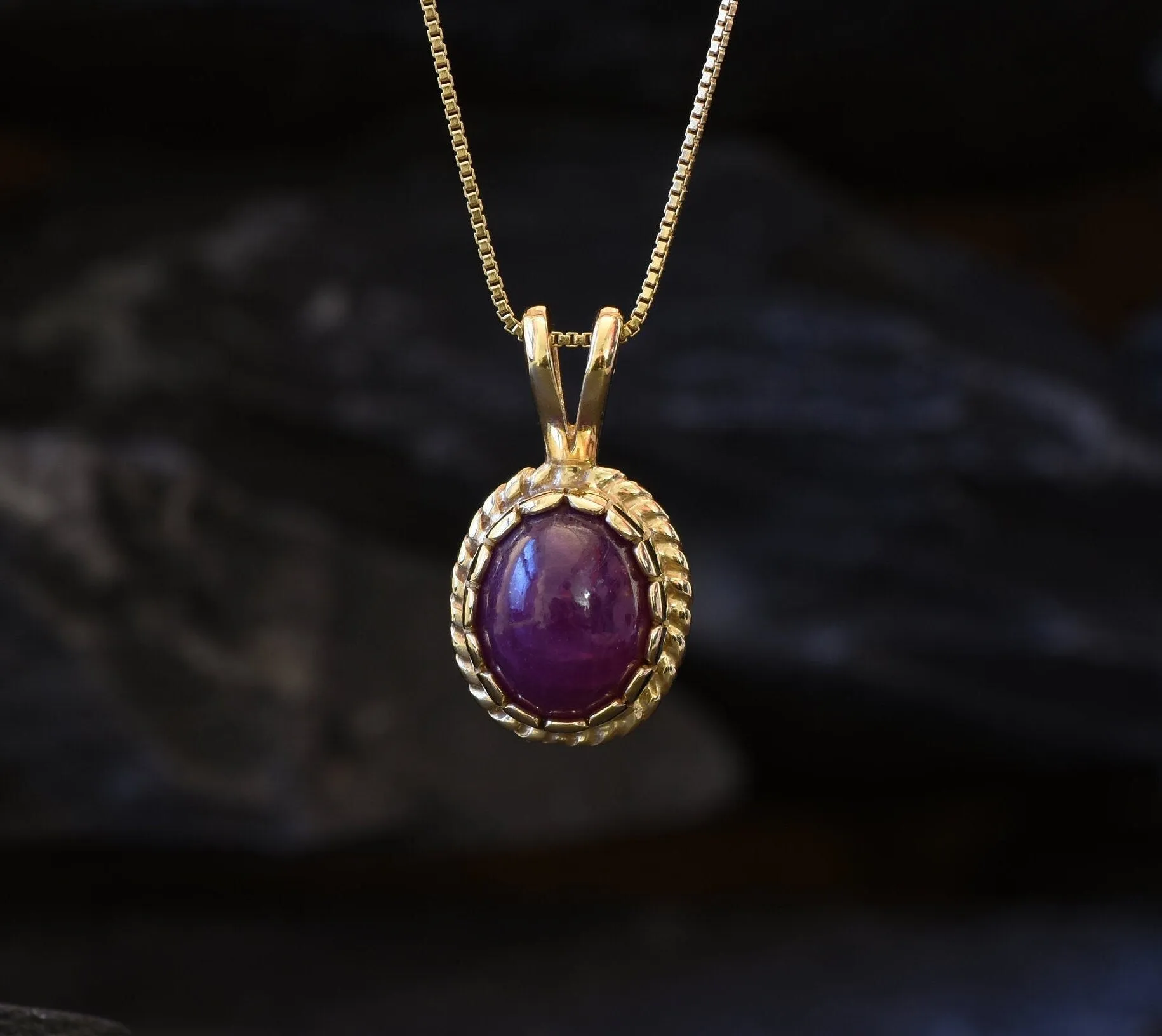 Vintage Ruby Gold Pendant - Natural Ruby Necklace, Gold Ruby Pendant