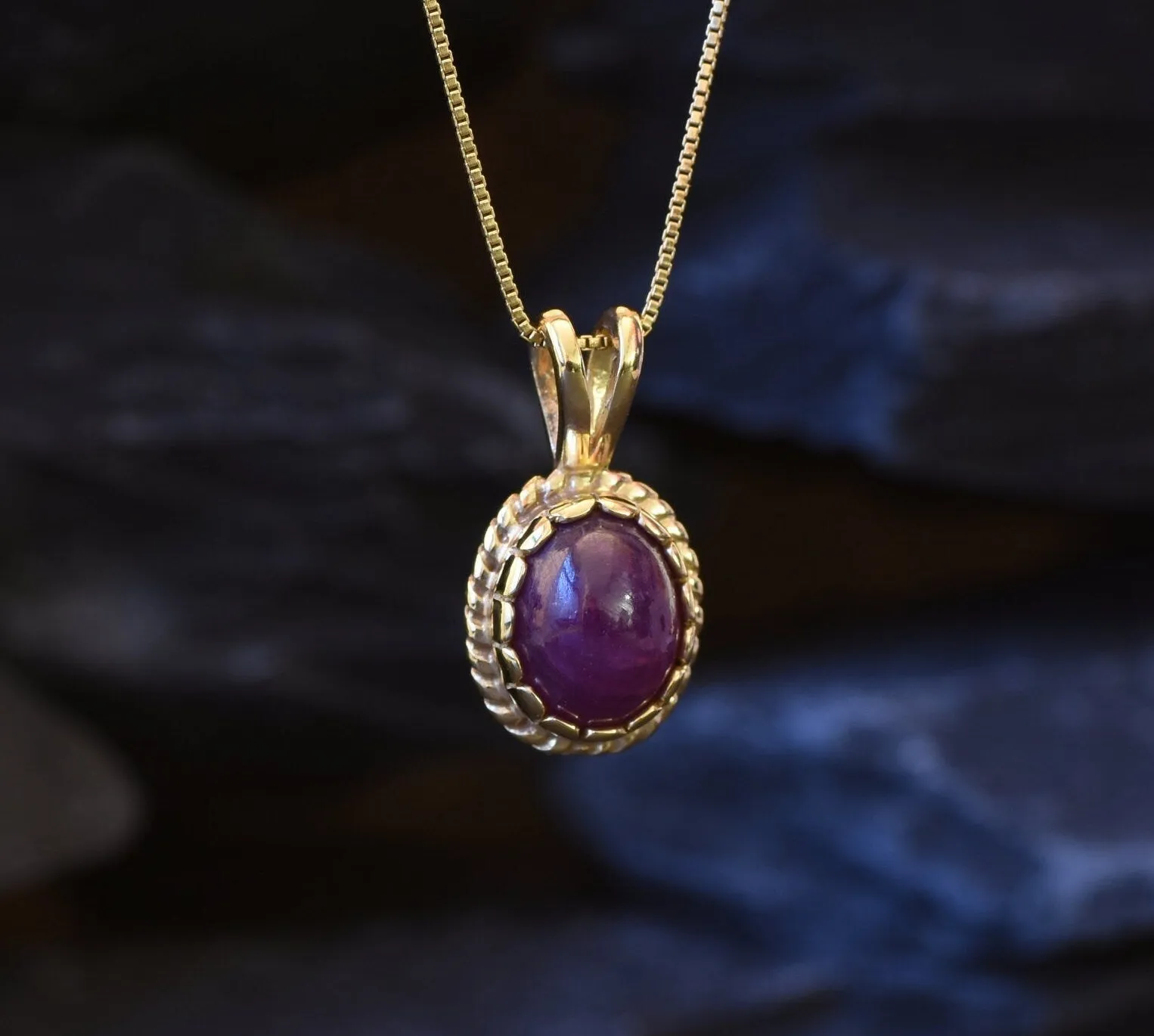 Vintage Ruby Gold Pendant - Natural Ruby Necklace, Gold Ruby Pendant