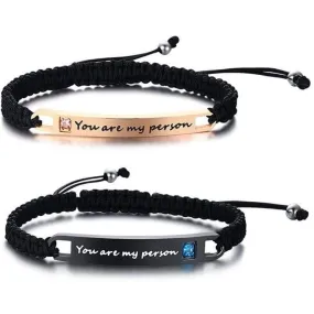 VNOX Handmade Braided Rope Couples Bracelets for Him and Her Cutsom Engraving Matching Relationship Couple Bracelets Set for Couples