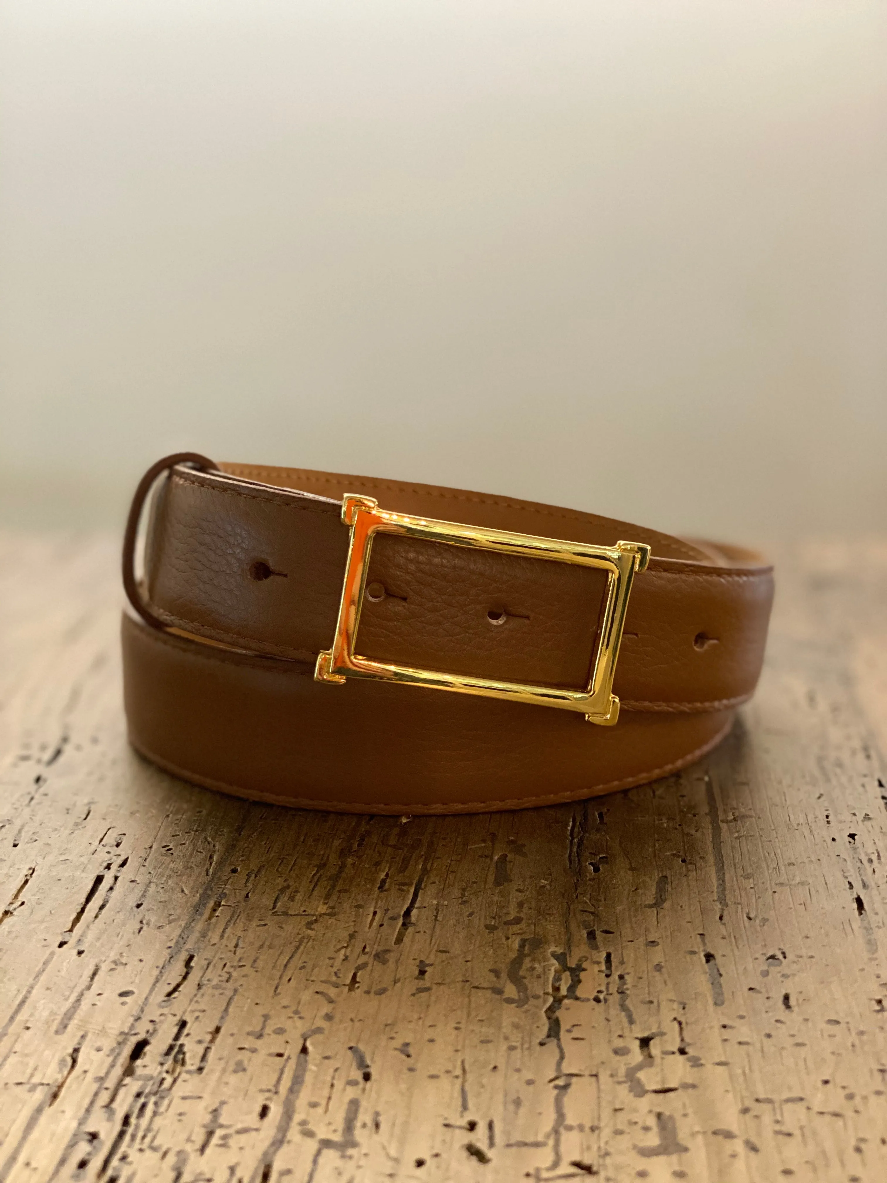 W. Kleinberg Pebbled Calf Belt Tan