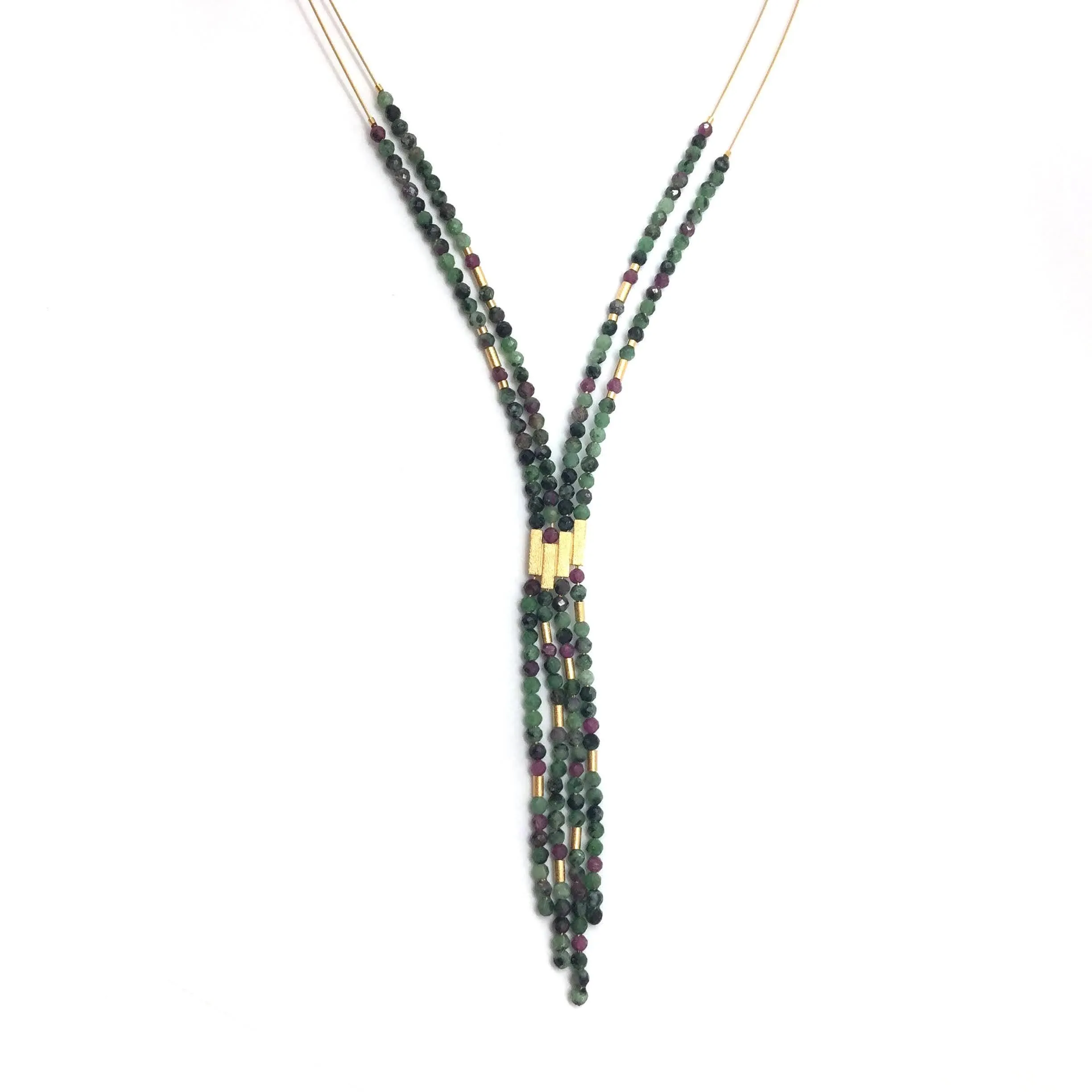 Watermelon Tourmaline and Ruby Necklace