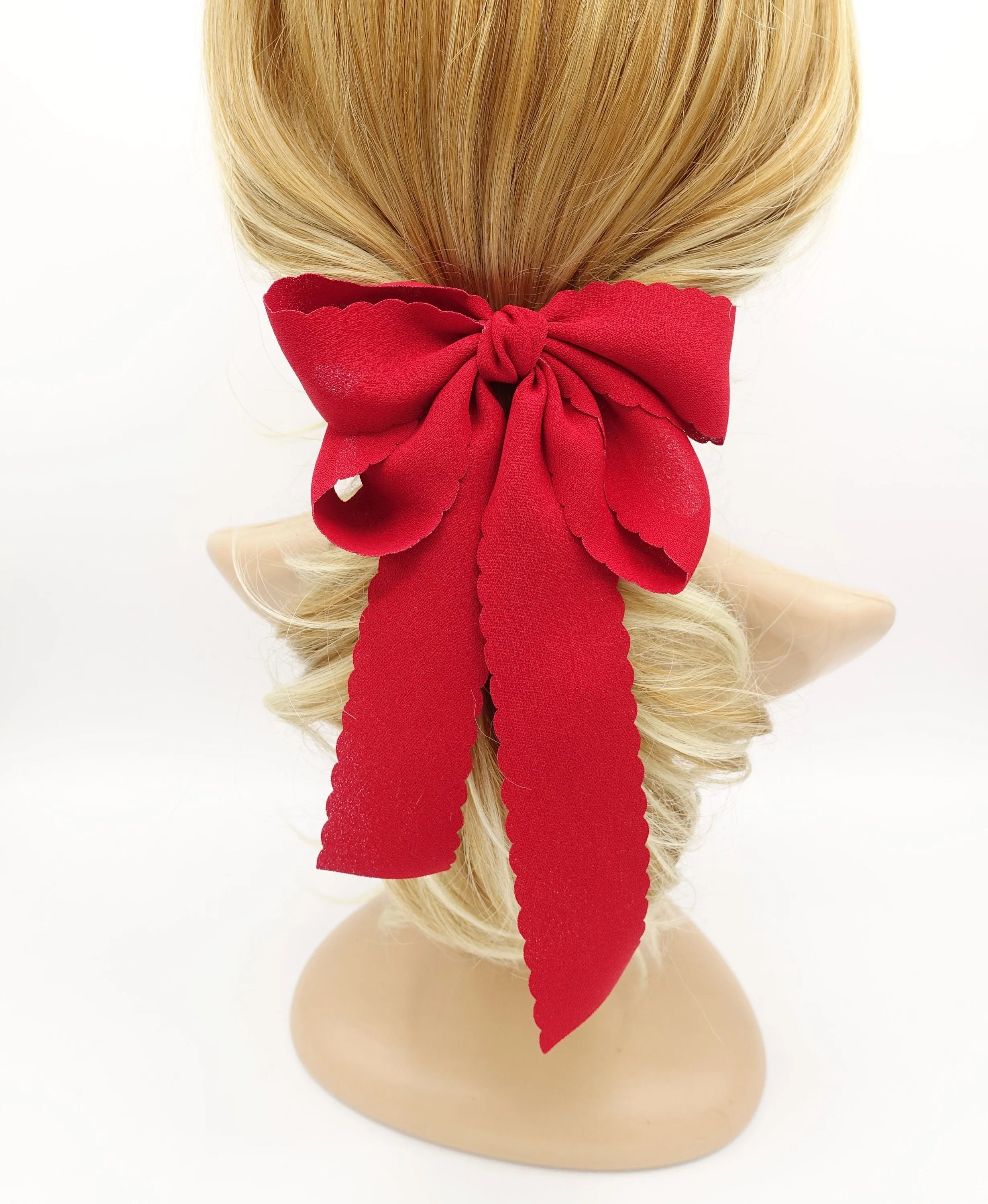 wave edge hair bow long tail hair barrette women hair accessory