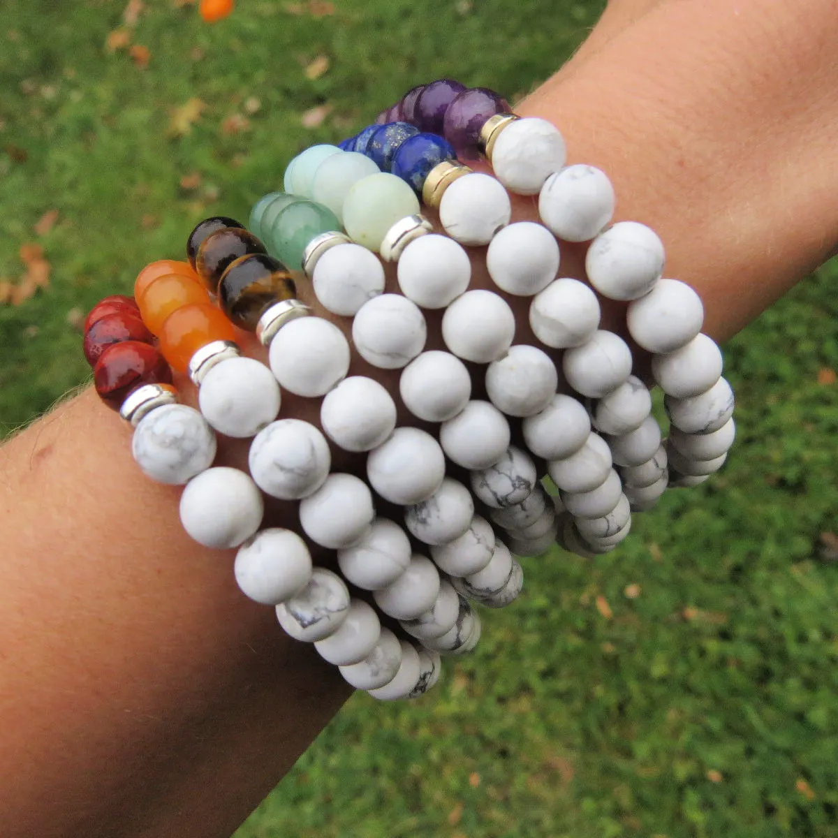 White Chakra Bracelet   Crystal Healing Stone of Choice | 7 Chakra Bracelet Set