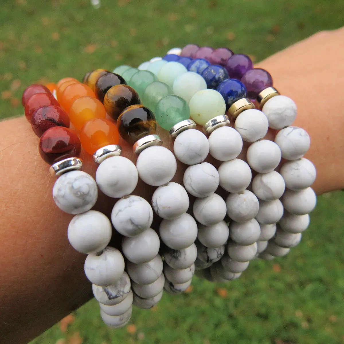 White Chakra Bracelet   Crystal Healing Stone of Choice | 7 Chakra Bracelet Set