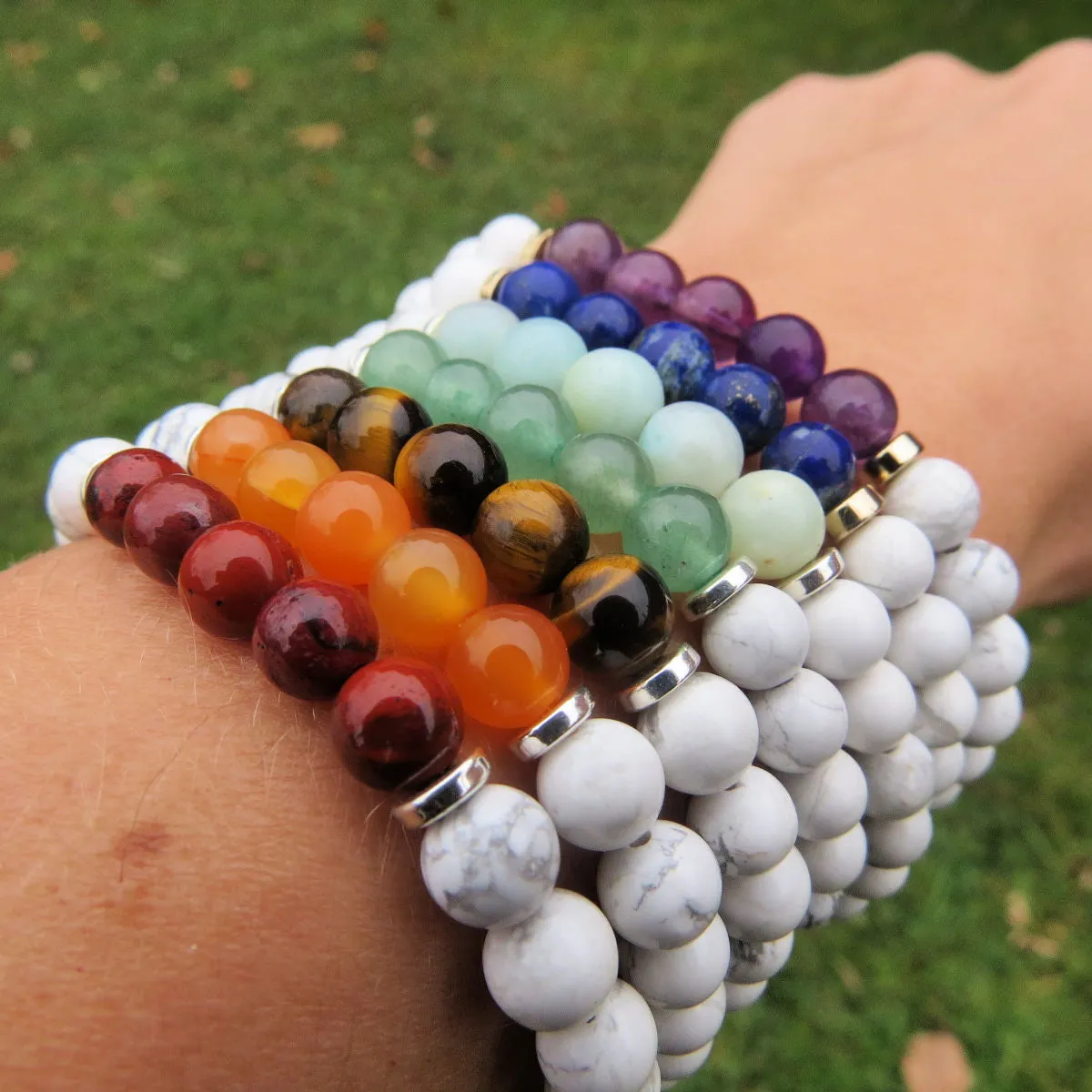 White Chakra Bracelet   Crystal Healing Stone of Choice | 7 Chakra Bracelet Set