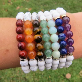 White Chakra Bracelet   Crystal Healing Stone of Choice | 7 Chakra Bracelet Set