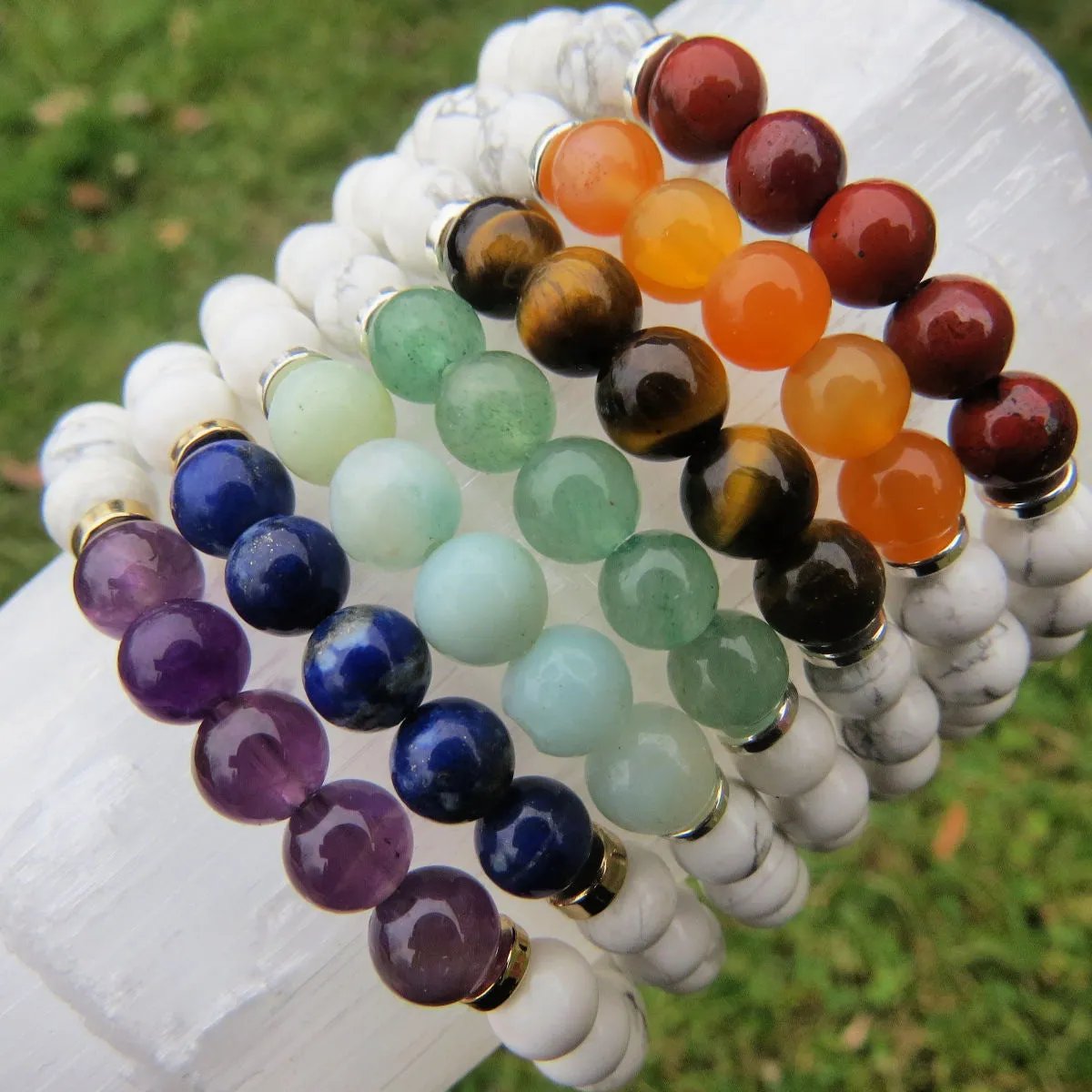 White Chakra Bracelet   Crystal Healing Stone of Choice | 7 Chakra Bracelet Set