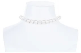 White Off-Round Freshwater Pearl Choker 9-10mm