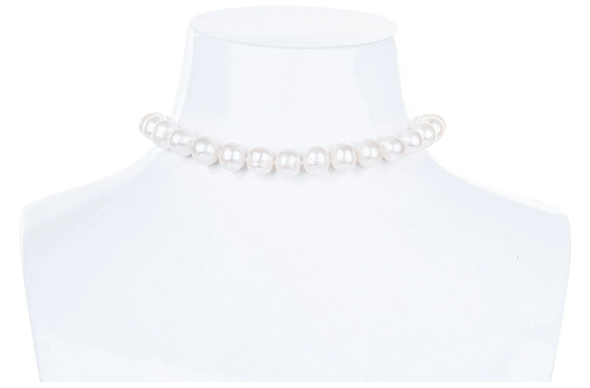 White Off-Round Freshwater Pearl Choker 9-10mm