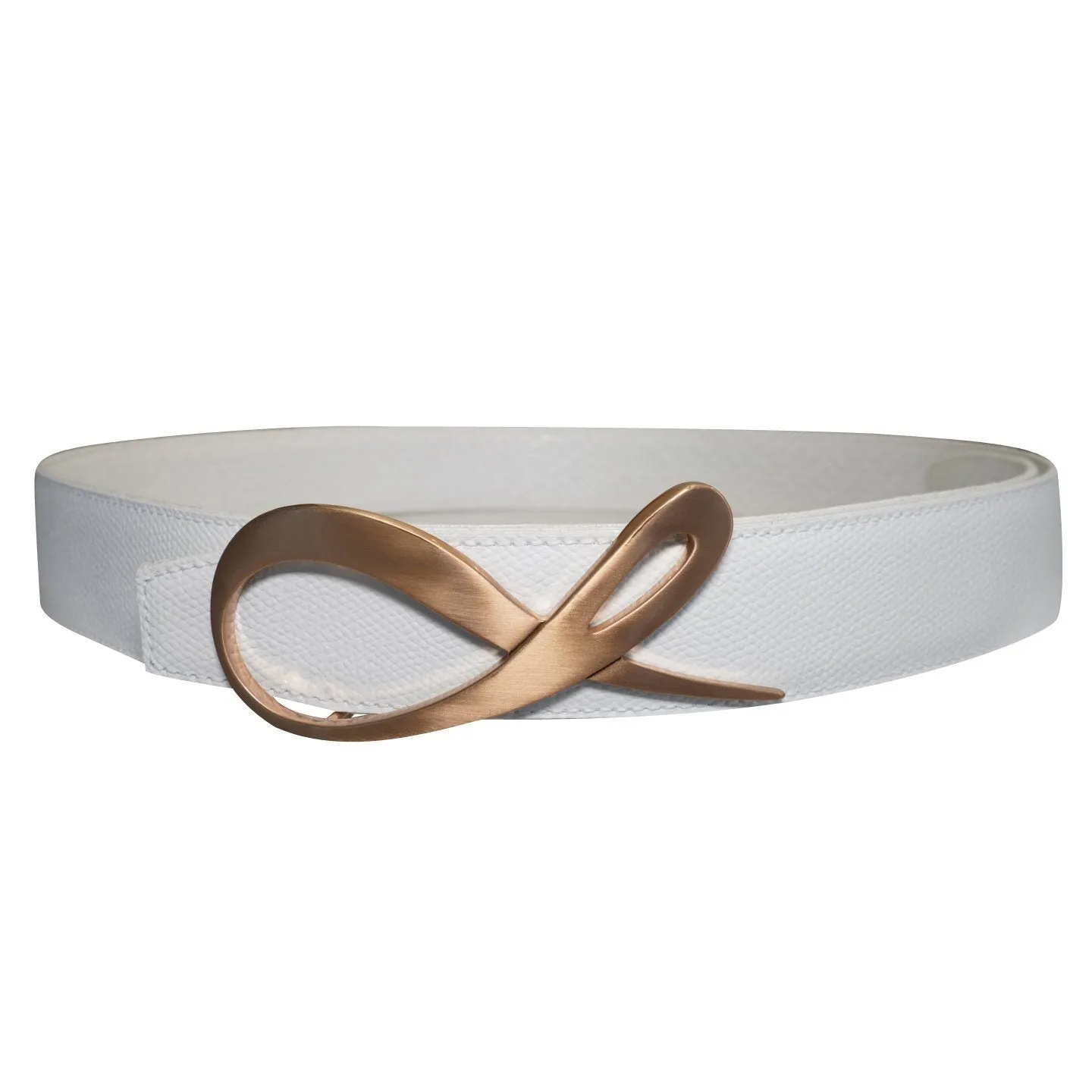 White Pebbled Diamante Rose Gold Belt