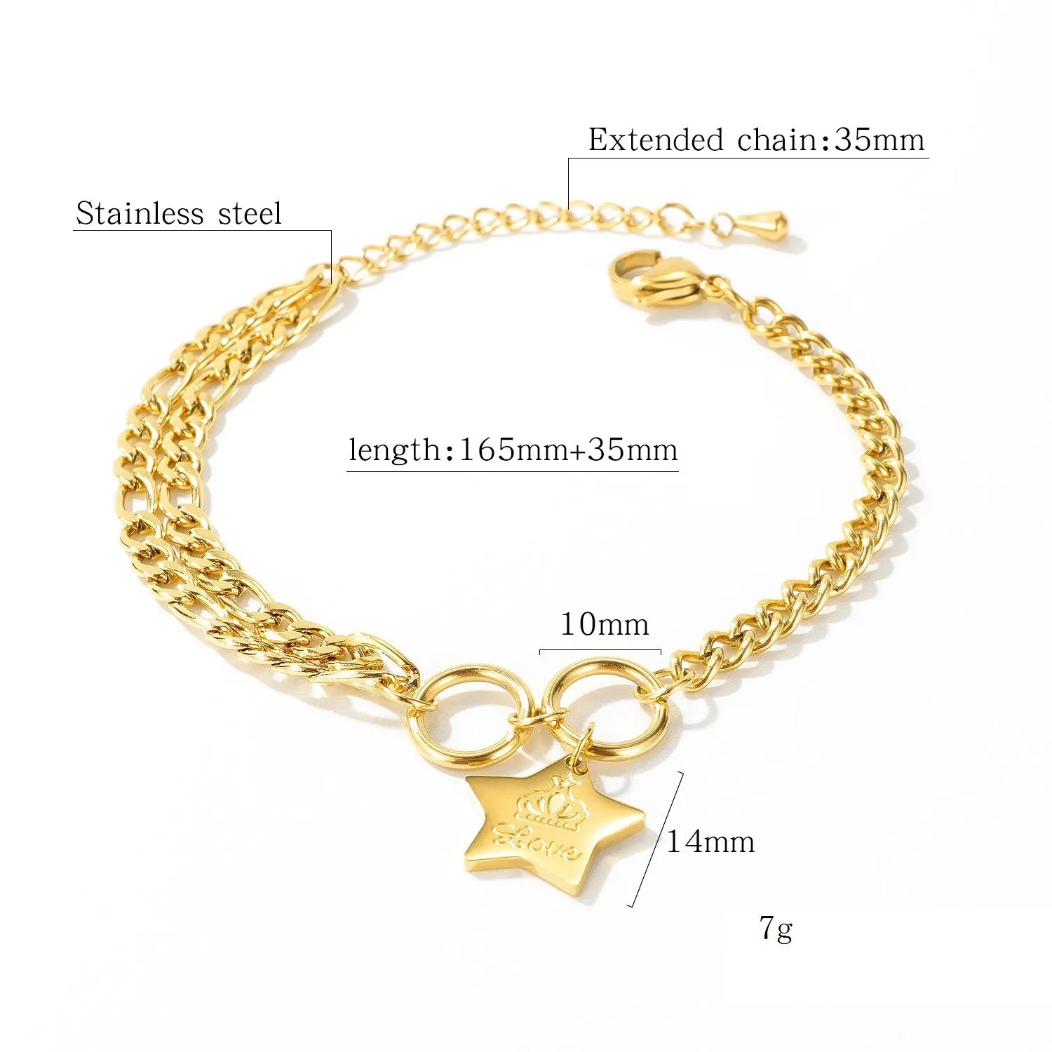 Women's Fashion Crown Star Bracelet