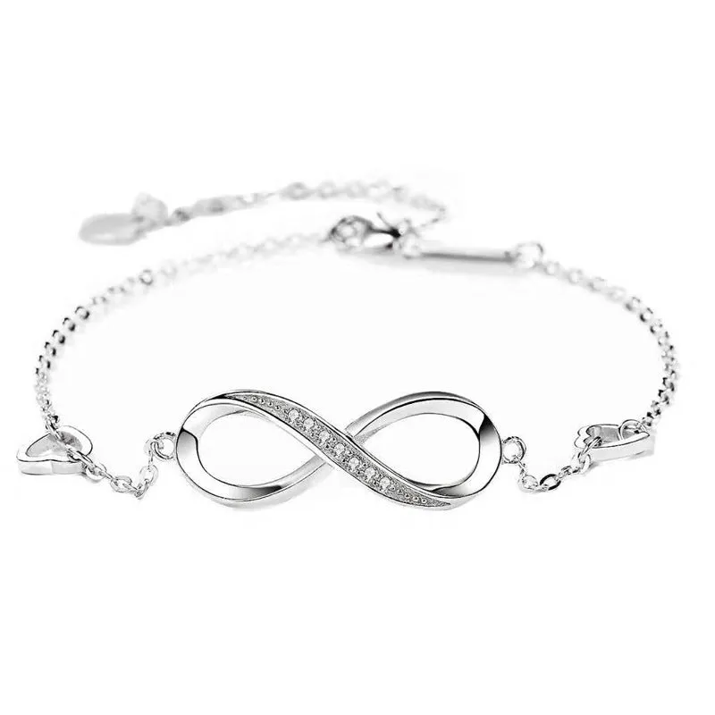 Zircon Mobius Strip Silver Bracelet for Women