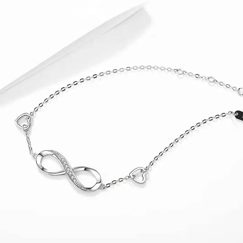 Zircon Mobius Strip Silver Bracelet for Women